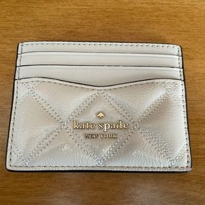 NWOT White Quilted Patent Leather Kate Spade Card Holder